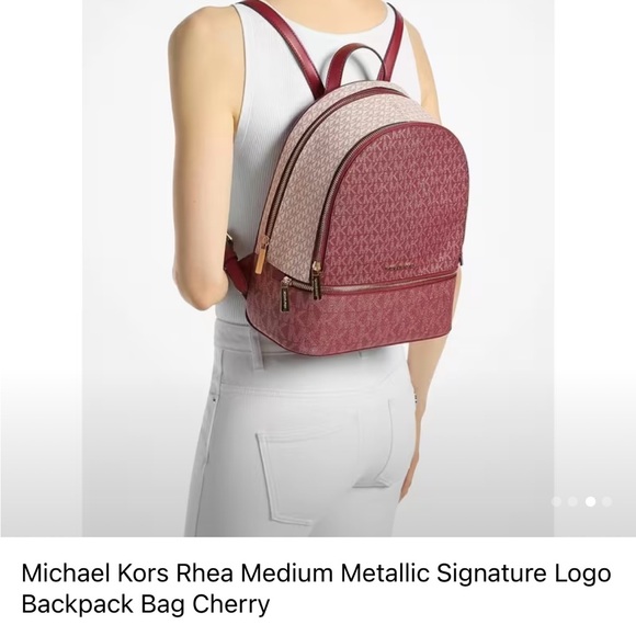 Michael Kors Red and Cream Signature Logo Backpack main image 8